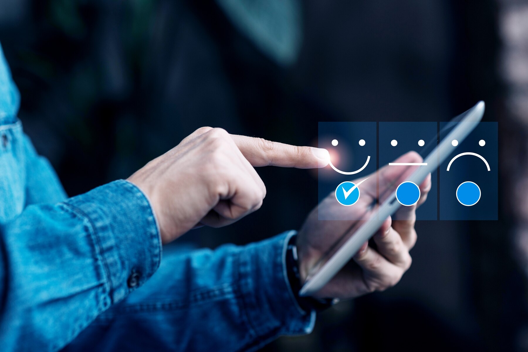 Person interacting with a smartphone